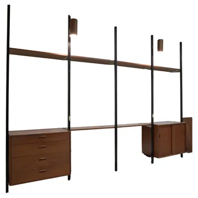 Pre-owned Herman Miller George Nelson For  Mid Century Walnut Omni Wall Unit - 4 Bay In Brown