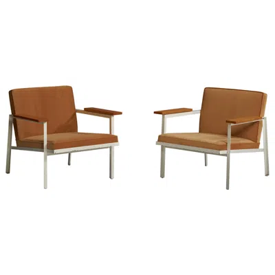 Pre-owned Herman Miller George Nelson, Lounge Chairs, Wood, Steel, Velvet, Usa, 1950s In Brown