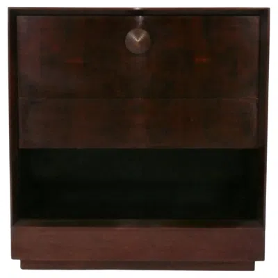 Pre-owned Herman Miller Gilbert Rohde Art Deco Paldao Cabinet Refinished Drop Front Secretary Bookcase In Brown