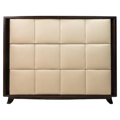 Pre-owned Herman Miller Gilbert Rohde For  Three Drawer Chest Dresser Leather Drawer Faces In Brown