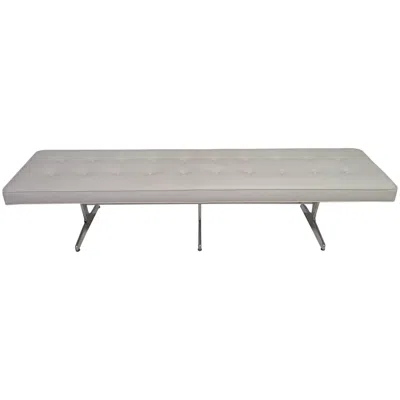 Pre-owned Herman Miller Magnificent  Style Long Faux Leather Tufted Aluminum Base Bench In Gray