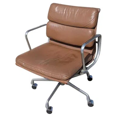 Pre-owned Herman Miller Mcm Soft Pad Office Chair By , Leather, Chrome, Usa, C. 1970s In Brown