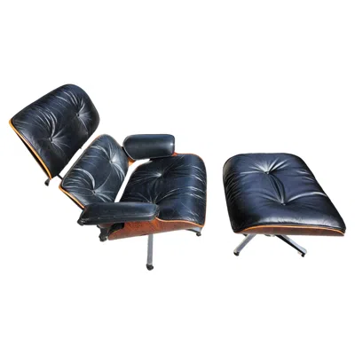 Pre-owned Herman Miller Mid Century Modern Ray & Charles Eames Rosewood Lounge Chair With Ottoman In Brown