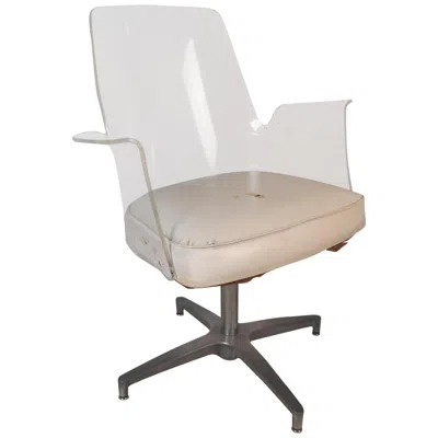 Pre-owned Herman Miller Mid-century Modern  Style Lucite Swivel Chair In Gray