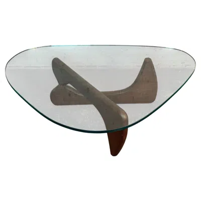 Pre-owned Herman Miller Mid-century Modern Noguchi Style Glass Top Coffee Table In Brown