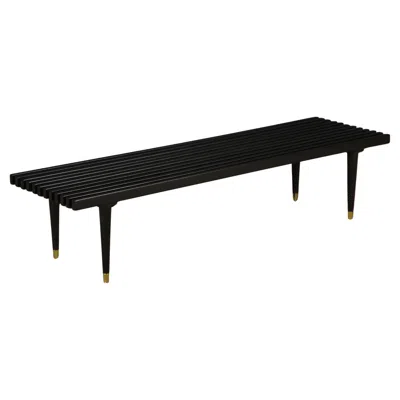 Pre-owned Herman Miller Mid-century Modern Slatted Wood Bench Or Table W Brass Sabots, Refinished, 1960s In Brown