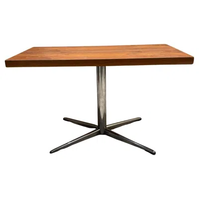 Pre-owned Herman Miller Mid-century Modern Walnut Entryway Side Table Adjustable Chrome Style Knoll In Brown