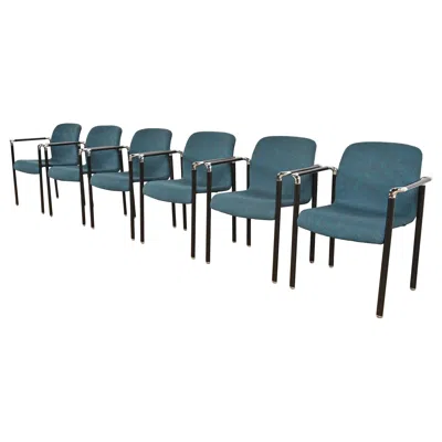 Pre-owned Herman Miller Modern Stacking Armchairs, Set Of Six In Blue