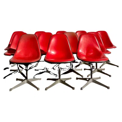 Pre-owned Herman Miller Molded Fiberglass Red Shell Chair - Set Of 12