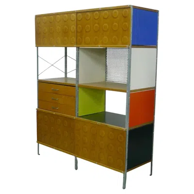 Pre-owned Herman Miller Original Eames Esu-400 Modular Storage Cabinet, Coloured Panels, Pre-1952 In Brown
