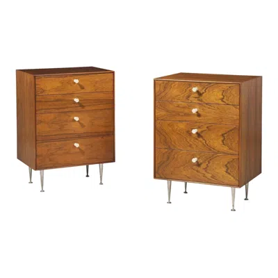 Pre-owned Herman Miller Pair George Nelson Thin Edge Rosewood Chests In Brown