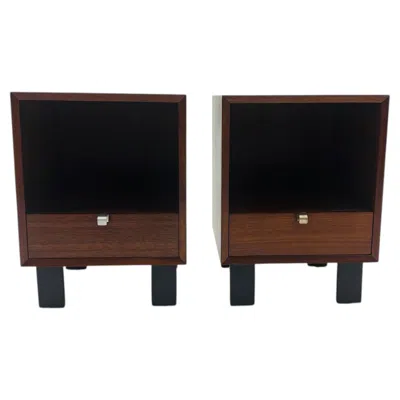 Pre-owned Herman Miller Pair Of "basic Cabinet Series" Nightstands By George Nelson For  In Brown