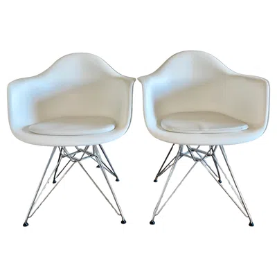 Pre-owned Herman Miller Pair Of Eames Molded Plastic Armchairs In Gray
