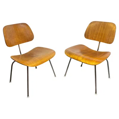 Pre-owned Herman Miller Pair Of  Eames Dcm Molded Plywood / Chrome Side Chair 1980s In Brown