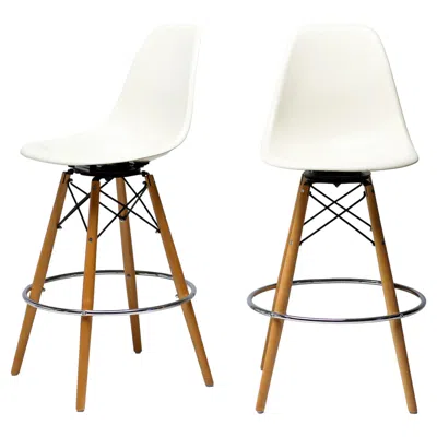 Pre-owned Herman Miller Pair Of  White Fiberglass Charles & Ray Eames "psw" Barstools