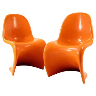 Pre-owned Herman Miller Pair Of Orange Panton S Chairs By Verner Panton For / Fehlbaum 1974