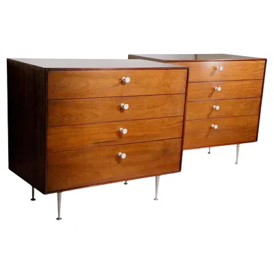 Pre-owned Herman Miller Pr. Mid Century George Nelson  Rosewood Thin Edge Bachelors Chests In Brown