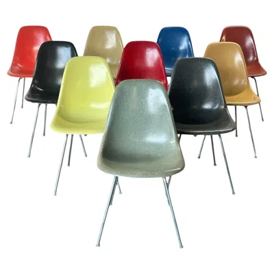 Pre-owned Herman Miller Set Of 10 Multicolored Original Production Eames Dining Chairs By  In Brown
