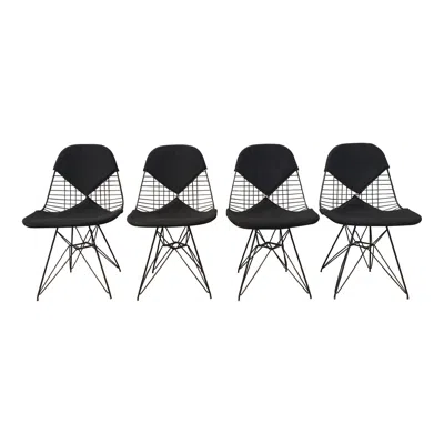 Pre-owned Herman Miller Set Of 4 Mid Century Modern  Eiffel Wire Chairs In Black