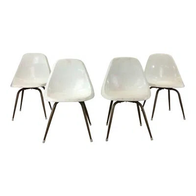 Pre-owned Herman Miller Set Of 4 Mid Century Modern Molded Plastic Chairs With Swivel Base In Gray