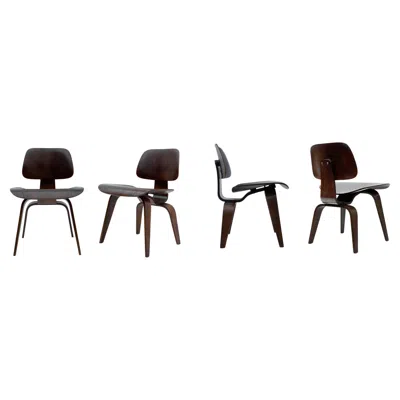 Pre-owned Herman Miller Set Of 4 Mid-century Modern Dining Chairs By Charles Eames For  In Brown