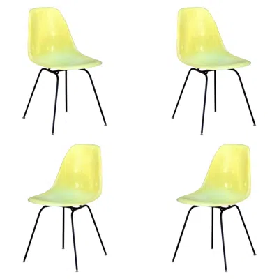 Pre-owned Herman Miller Set Of 4 Vintage Eames Chairs By  In Yellow