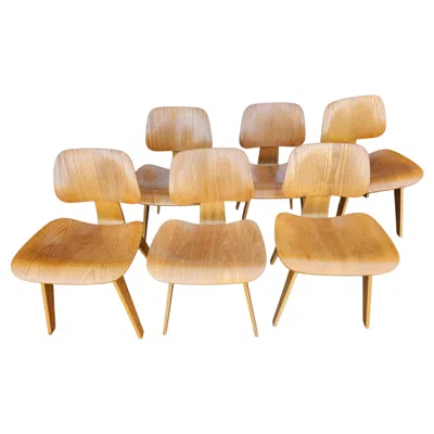 Pre-owned Herman Miller Set Of 6 Charles & Ray Eames Dcw Dining Chairs For  In Ash In Brown