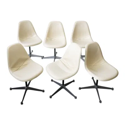 Pre-owned Herman Miller Set Of 6 Eames Psc Chairs For  With Upholstery In Sand