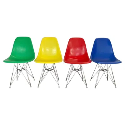 Pre-owned Herman Miller Set Of Four  Eames Dining Chairs In Beige