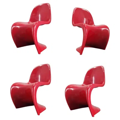 Pre-owned Herman Miller Set Of Four Red Chairs By Verner Panton For / Fehlbaum, 1970s