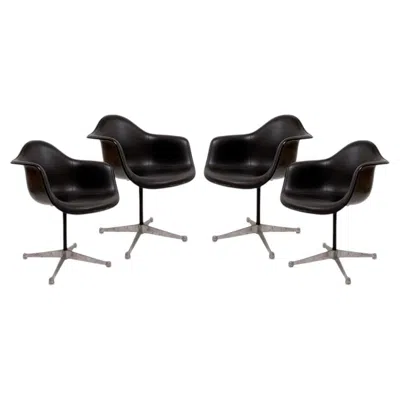 Pre-owned Herman Miller Set Of Four Vintage Eames For  Swivel Armchairs On Contract Bases In Black