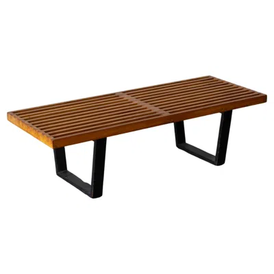 Pre-owned Herman Miller Slat Platform Bench By George Nelson For Heman Miller In Brown