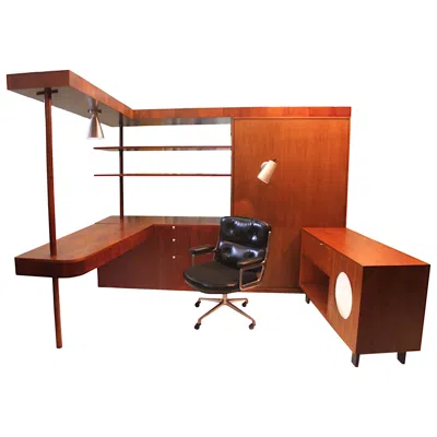 Pre-owned Herman Miller Vintage 1949 Mid-century Modern Custom L-shaped Office Desk By George Nelson In Brown