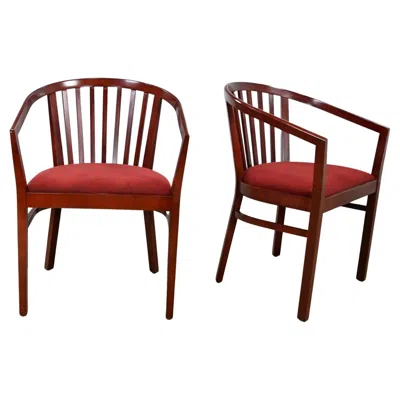 Pre-owned Herman Miller Vintage Modern  Slat Back Armchairs Burnt Orange Brushed Chenille