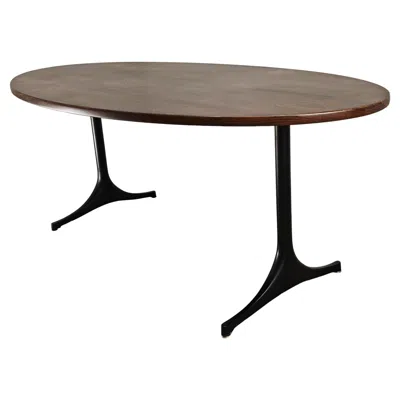 Pre-owned Herman Miller Wood Top Table And Metal Base By George Nelson For  1960s In Brown