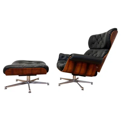 Pre-owned Herman Miller Xl Extraordinary Design Bent Plywood Lounge Chair And Ottoman In Rosewood -1960s In Brown