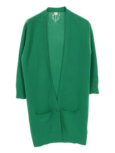 Pre-owned Hermes 00's Button Cashmere Cardigan In Green