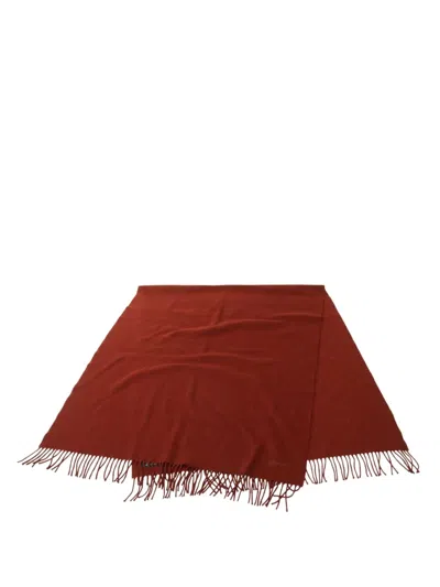 Pre-owned Hermes 00s Logo-embroidered Scarf In Brown