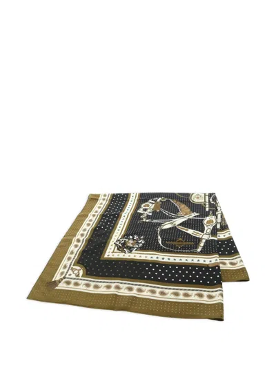 Pre-owned Hermes 00s Patterned Scarf In Black