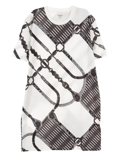 Pre-owned Hermes 10's Coaching Remix Mini Dress In White