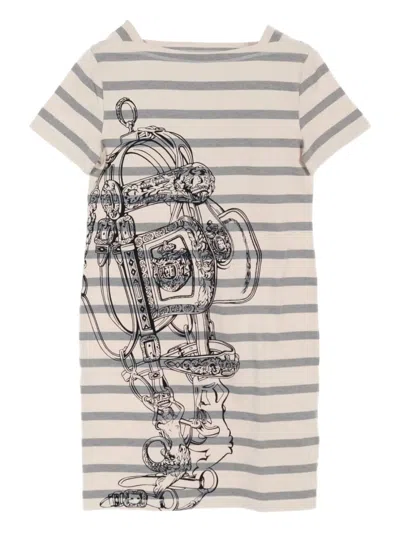 Pre-owned Hermes 10's Mariniere Mini Dress In Neutrals