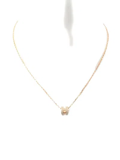 Pre-owned Hermes 10's Mini Pop H Necklace In Gold