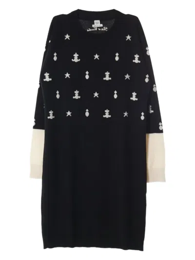 Pre-owned Hermes 10's Poste Et Cavalerie Midi Dress In Black