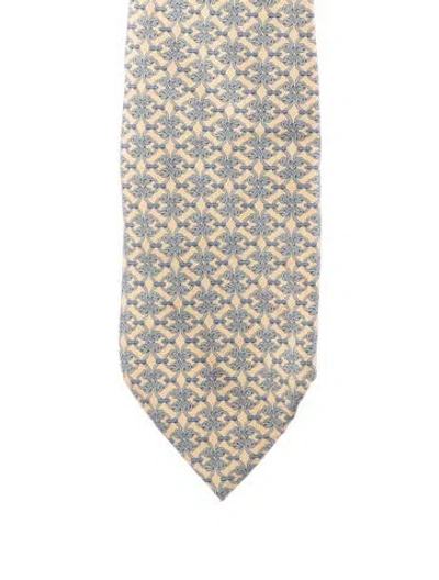Pre-owned Hermes 100% Silk Suiting Tie Accessory In Yellow