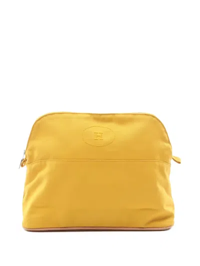 Pre-owned Hermes 10s Canvas Pouch In Yellow