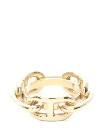 Pre-owned Hermes 10s Chaine D'ancre Scarf Ring In Gold