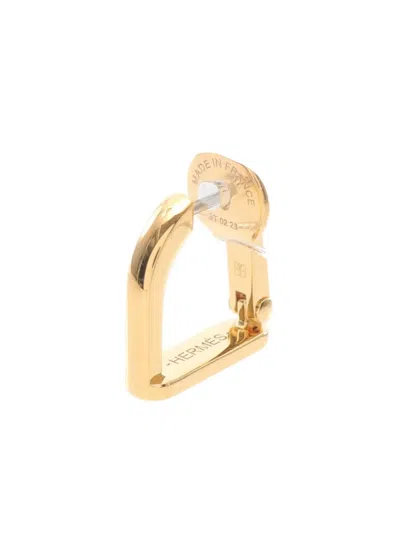 Pre-owned Hermes 10s Etrier Single Earrings In Gold