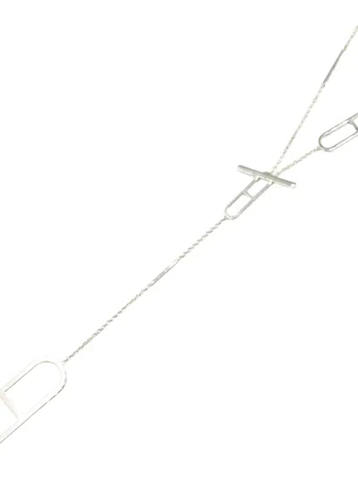 Pre-owned Hermes 10s Ever Chaîne D'ancre Long Necklaces In Silver
