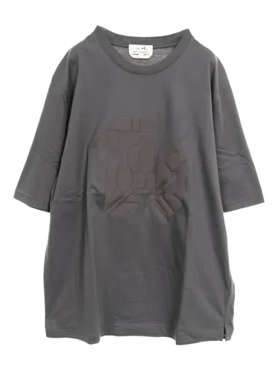 Pre-owned Hermes 10s Geometric-design T-shirt In Gray
