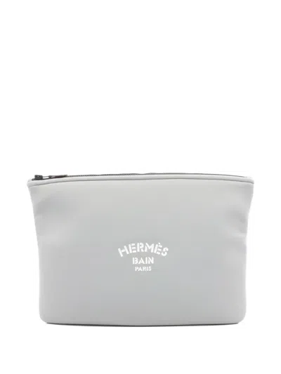 Pre-owned Hermes 10s Gm Neovan Pouch In Gray